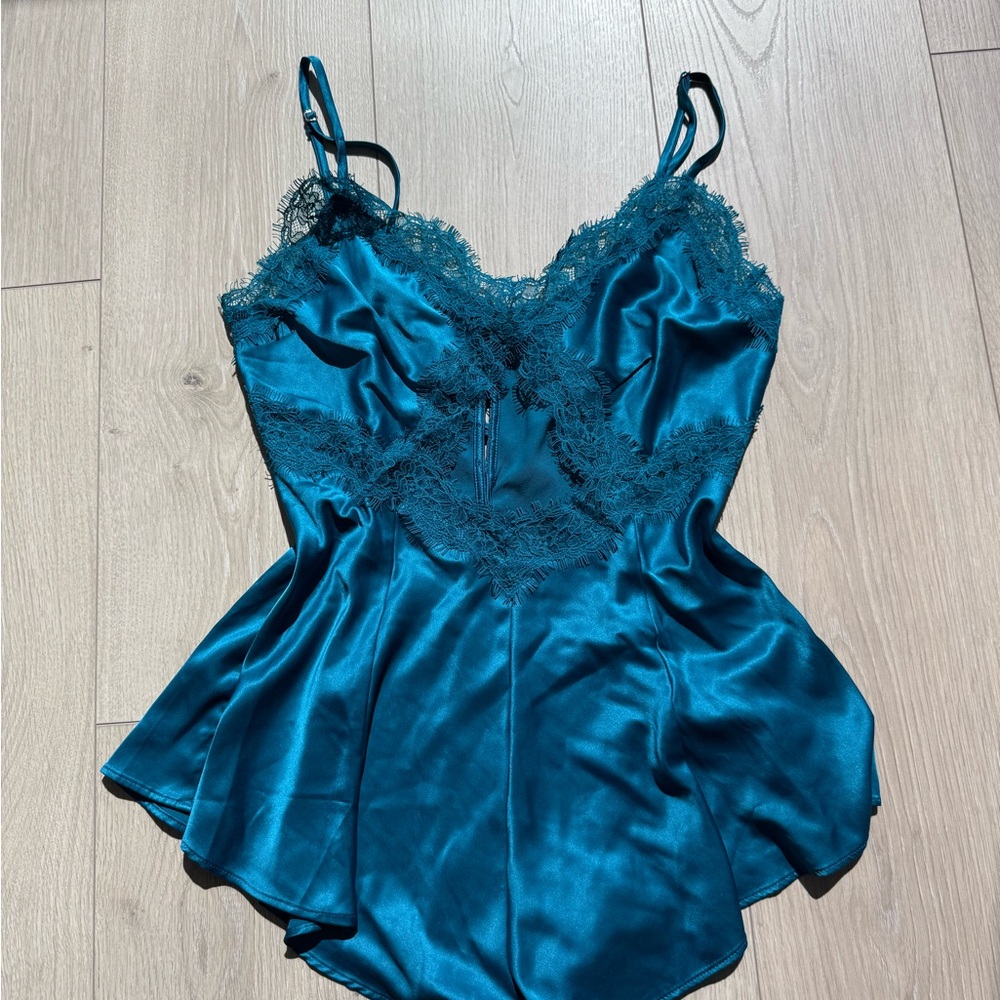 Victoria's Secret Teal Satin Lace romper